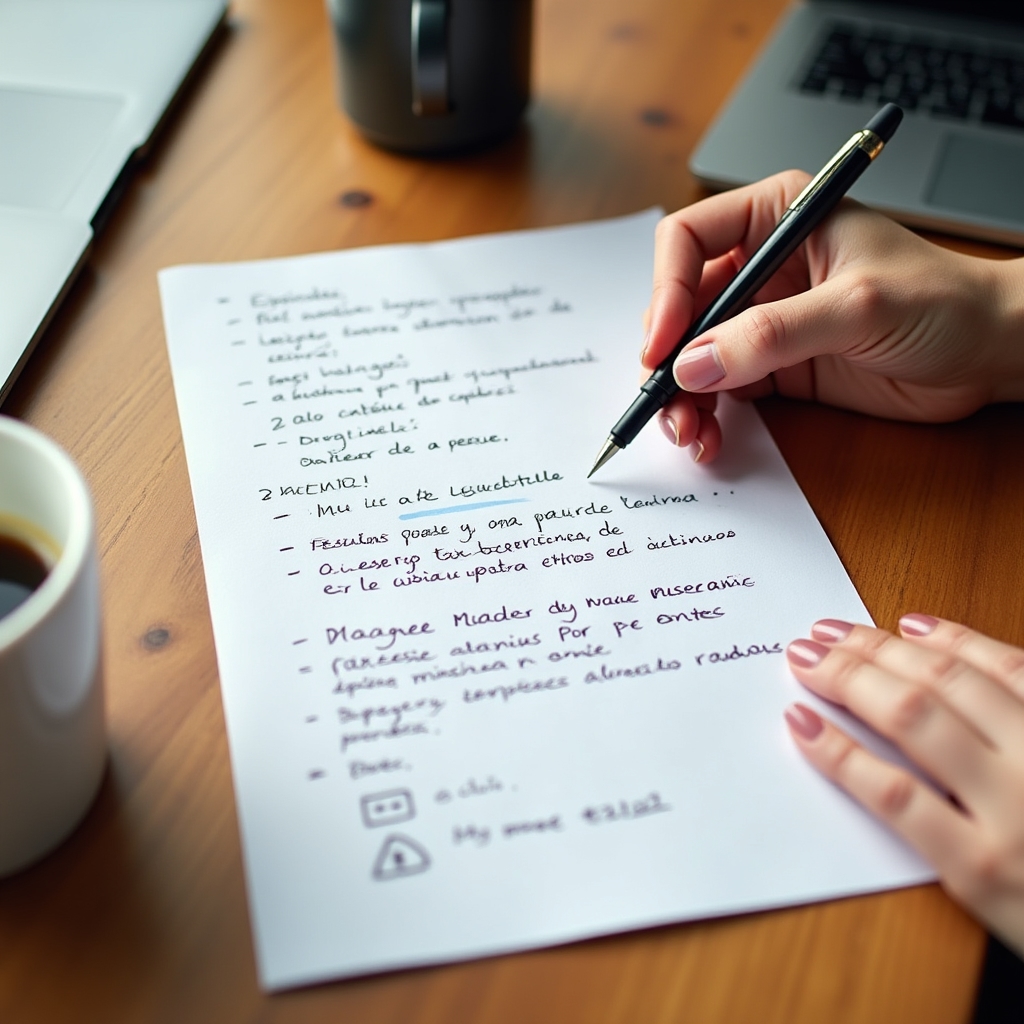 Single page error analysis document being filled out by a team member