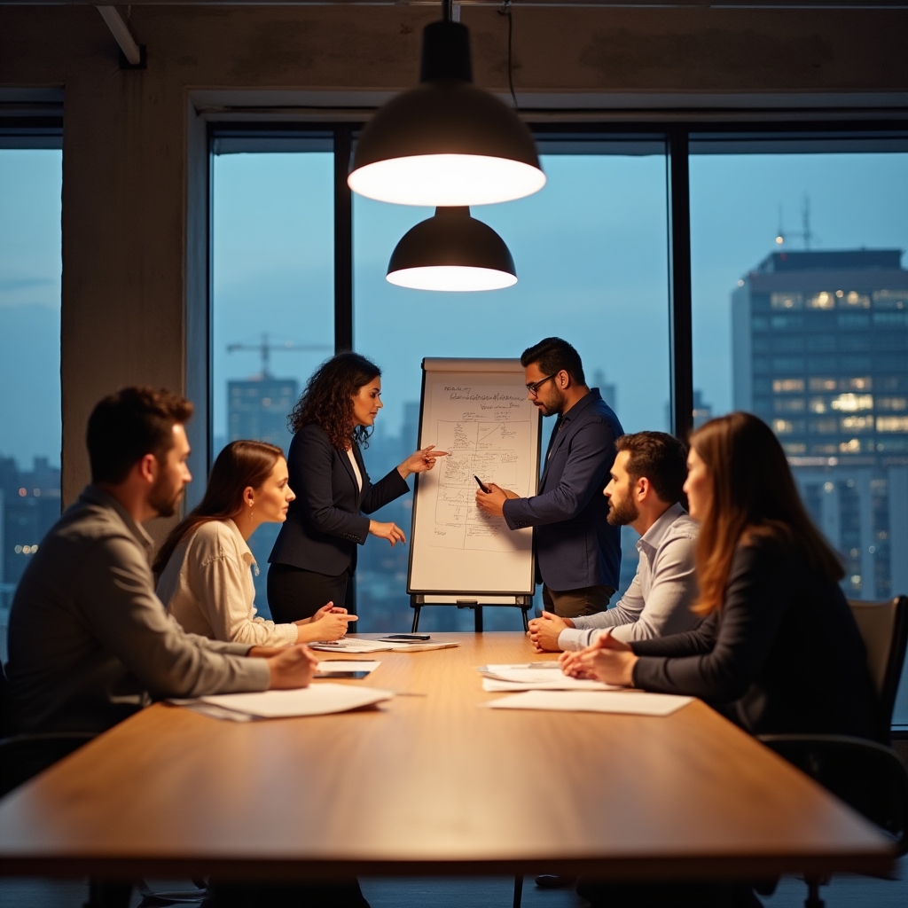 Operational team in a collaborative workshop discussion